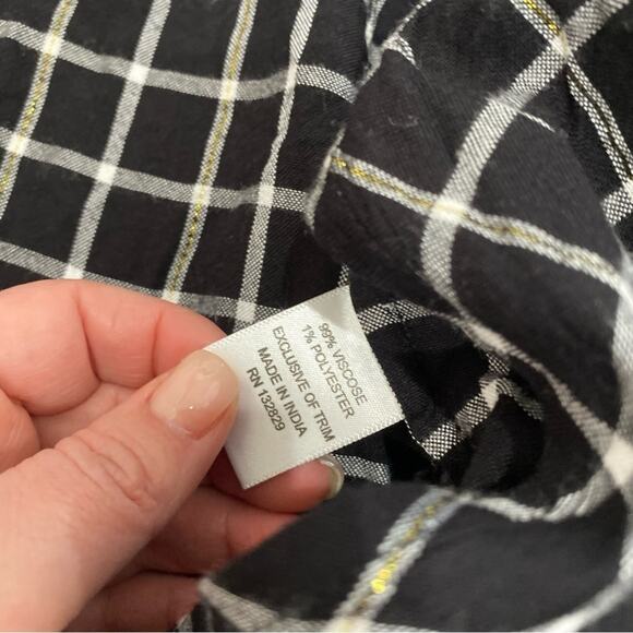 Tularosa Camille Wrap Top Black White Plaid Long Sleeve Blouse Sz XS - Picture 6 of 9